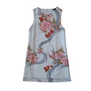 Forever 21 Light Blue Floral Pattern Sleeveless Mini Shift Dress Women's Small